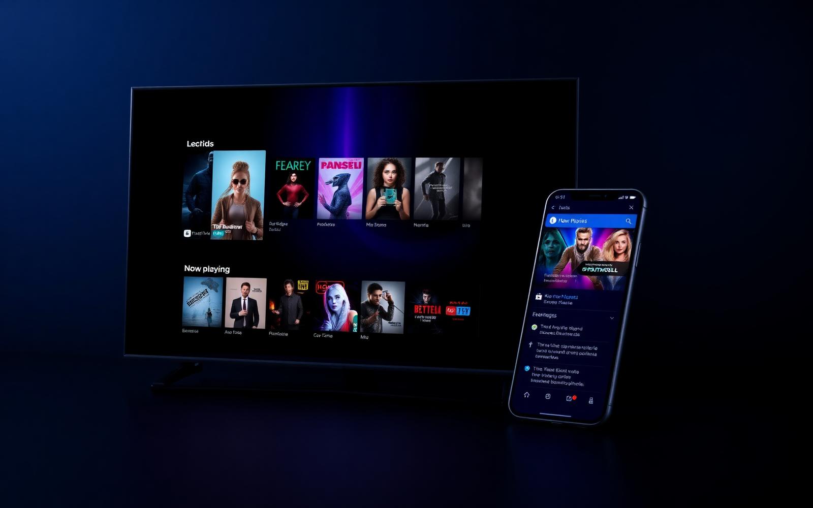 Prévia da interface EPlay+ em TV e celular